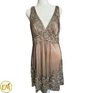 Sue Wong Nocturne Y2K Beaded Mesh Cocktail Dress Size 10 Formal Wedding Guest